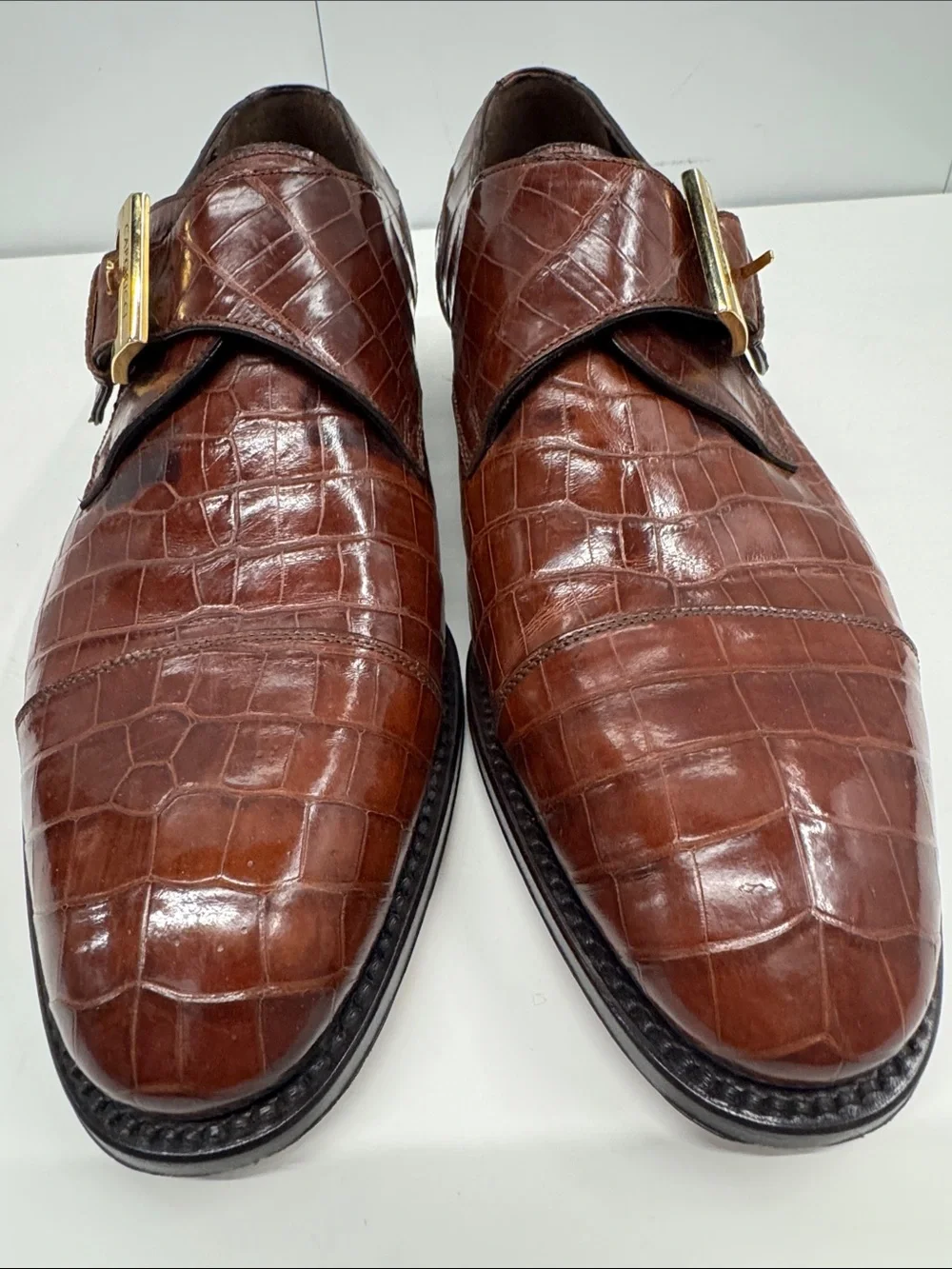 Caporicci genuine alligator 🐊 Leather Monk Strap Shoes size 9